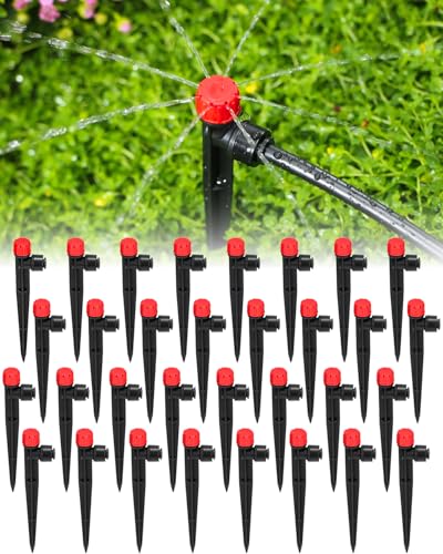 36 Pack Drip Irrigation Parts, Quick Connect 8-Outlet Adjustable 360° Emitters for Garden & Farm Irrigation Systems - size: 36 Packs Drip Irrigation Emitters Sprayer