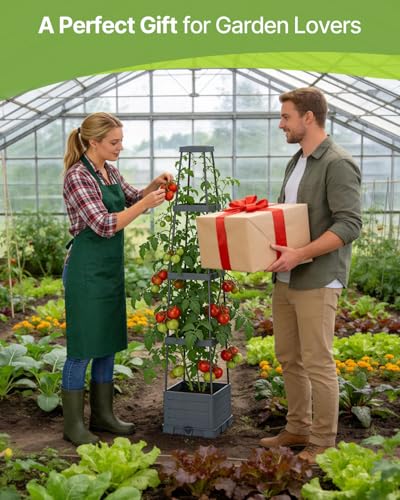 Suteck Raised Garden Bed with Trellis, Self-Watering Tomato Planter Box 1PK - size: 1 Pc