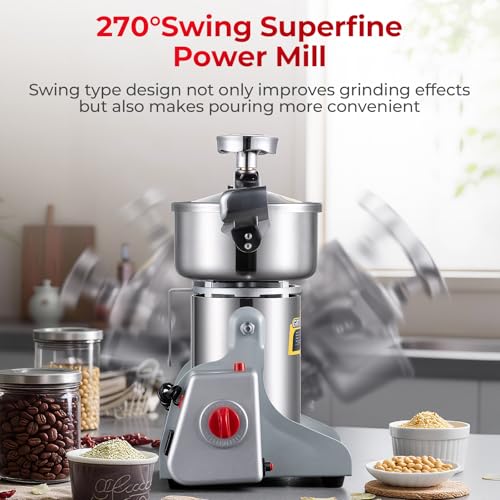 Grain Mill Grinder, 1500g Electric Grain Mill for Flour, 3800W High-speed Wheat Grinder with Bottle-Cap Style Sealing Lid, Commercial Powder Grinder for Dry Spice Bean Coffee Pepper,110V - size: 1500G
