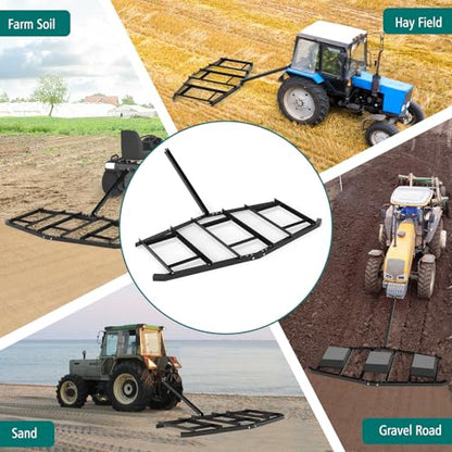 DREAMADE 84" Driveway Drag Harrow, Tow Behind Landscape Harrow - size: 84"