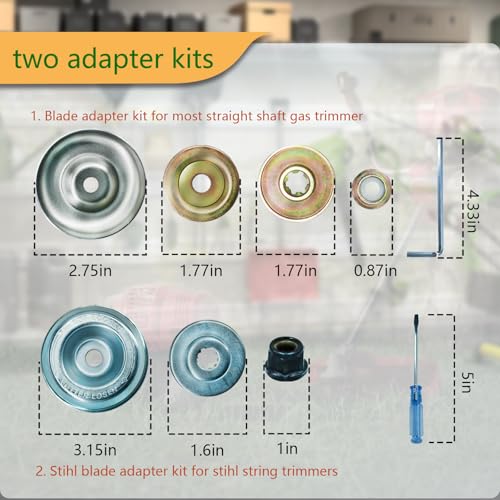 9" x 20T Chainsaw Tooth Brush Cutter Blades, 9" x 36 Teeth Carbide Tipped Blades, 10" x 80T Carbide Tip Blades,Trimmer Blades,1'' / 2.54MM Arbor Size (3 Blades with Adaptor Kits)