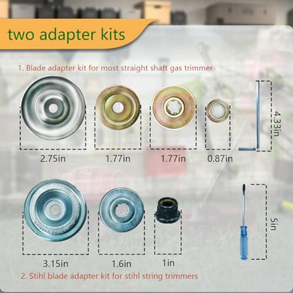 9" x 20T Chainsaw Tooth Brush Cutter Blades, 9" x 36 Teeth Carbide Tipped Blades, 10" x 80T Carbide Tip Blades,Trimmer Blades,1'' / 2.54MM Arbor Size (3 Blades with Adaptor Kits)