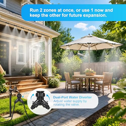 Thiswing 100 FT Dual-Line Misting Cooling System with 24 Brass Nozzles