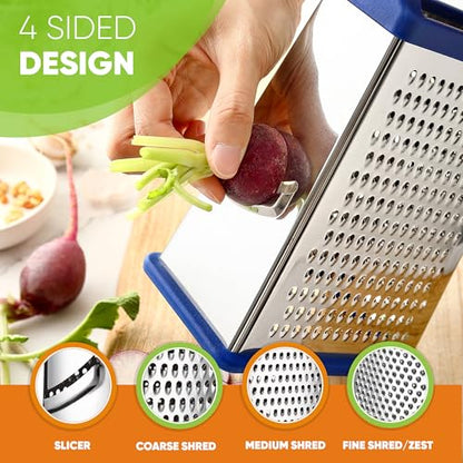 Spring Chef Stainless Steel XL Cheese Grater for Kitchen, Sapphire - color: Sapphire