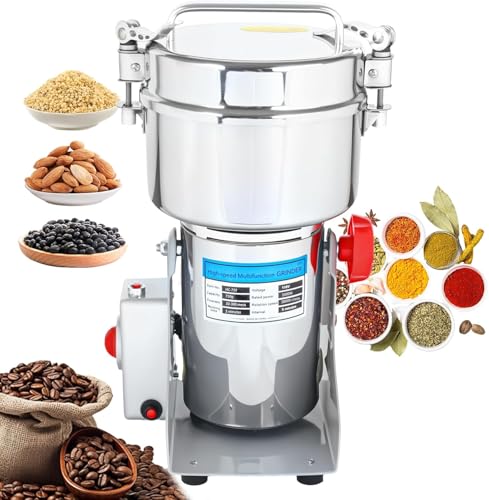 Grain Mill Grinder 750g Swing Type, 2000W High Speed Electric Grain Grinder, 25000 RPM Stainless Steel Dry Food Pulverizer for Grains, Spices, Herbs, Coffee, Rice, Corn, Seeds - size: 750G-swing type