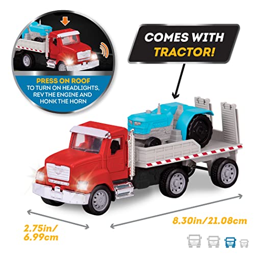 Driven by Battat Micro Flatbed Truck Toy with Tractor, Lights Sounds - style: Flatbed Truck