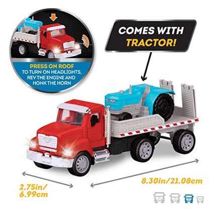 Driven by Battat Micro Flatbed Truck Toy with Tractor, Lights Sounds - style: Flatbed Truck