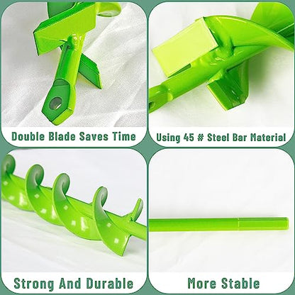 1.6" x 23" Auger Drill Bit for Planting Garden Auger Spiral Drill Bit Bulb Planter for Planting(Apple Green) - color: Apple Green