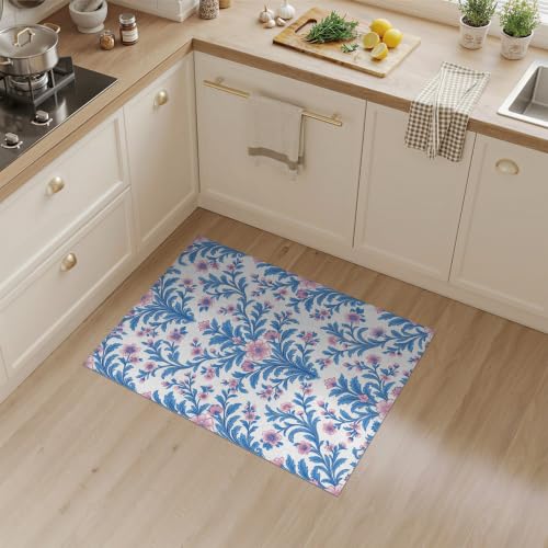 3'x5' Blue Pink Chinoiserie Toile Way Motif Washable Accent Rug - color: Blue/Pattern 1, size: 3' x 5' (Rectangular)