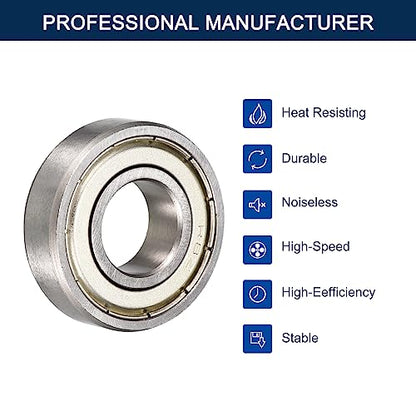 R8ZZ Deep Groove Ball Bearings, ID 1/2" x OD 1-1/8" x Width 5/16" Double Shielded Ball Bearing Pre-Lubricated Chrome Steel Z2 Lever 10pcs - size: R8ZZ 1/2"x1-1/8"x5/16"