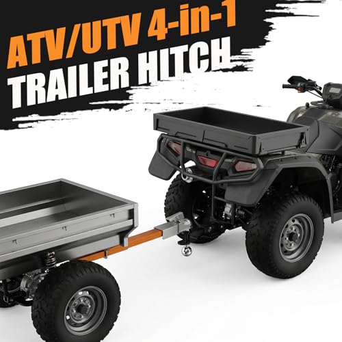Upgraded 4-in-1 ATV/UTV Trailer Hitch with 1-1/4-Inch Receiver Tube, Multi-Purpose Tow Adapter, 1-7/8-Inch & 2-Inch Dual Ball Mount, MAX 6,000 LB GTW, Matte Black - size: 1-1/4-Inch Trailer Hitch