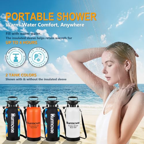 8L/2.1-Gal Portable Shower for Beach & Camping, 10 Spray Patterns - color: Orange-8L