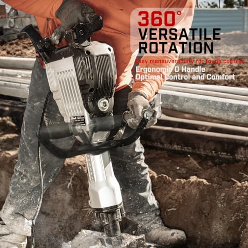 XtremepowerUS 3600W Electric Demolition Jack Hammer Point Chisel Bits Construction Concrete Breaker Punch Drill DIY Floor Drill 2 Chisel Bits (Flat Chisel & Point Chisel) with Case - style: 3600W Demolition Jack Hammer