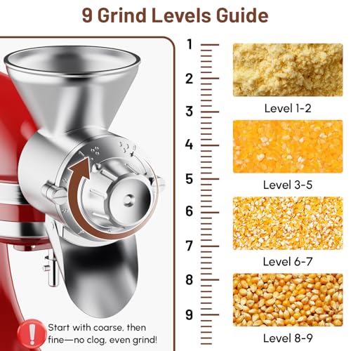 HOZODO Grain Mill Attachment for KitchenAid Stand Mixer, All Metal