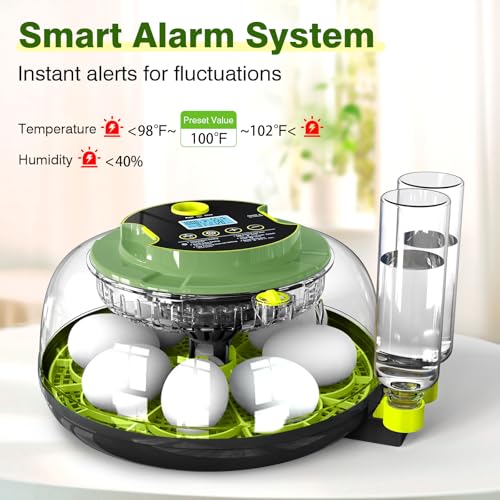 18 Egg Incubators for Hatching Eggs, Egg Incubator with Temperature Control, Humidity Display, Auto Egg Turner, Egg Candler, 2 Size Egg Trays, Digital Incubator for Chicken, Duck, Quail Eggs