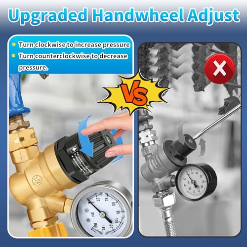 Boltigen RV Water Pressure Regulator with Gauge, Adjustable 3/4" GHT