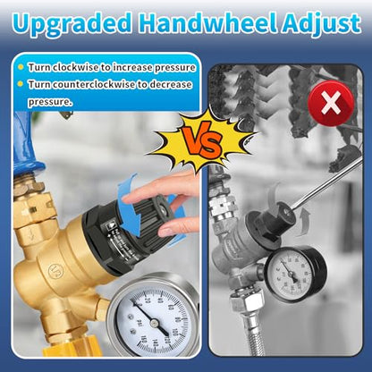 Boltigen RV Water Pressure Regulator with Gauge, Adjustable 3/4" GHT