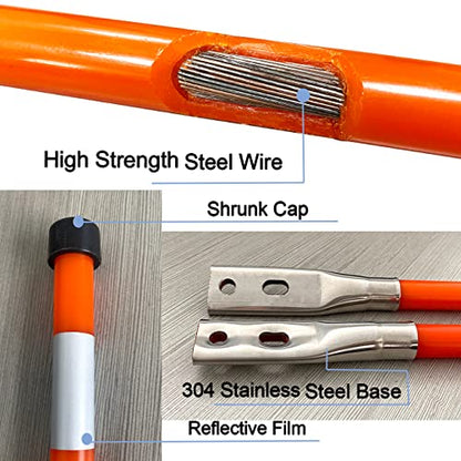 28" Snow Plow Markers Blade Guides Orange 3/4'' Built-in Steel Wire Stainless Steel Thickened Material Never Break Fit for Blizzard Boss SNO-Way Western Snowplows Pickup Truck SUV UTV ATV