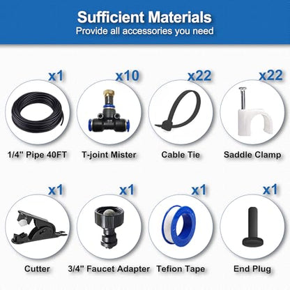 Misters for Outside Patio,Outdoor Water Misting Cooling System,40FT|12M. - size: 40FT