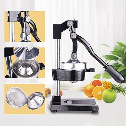 CO-Z Professional Manual Citrus Juicer Pomegranate Orange Lemon Juicer with Steel Lever for Home, Restaurant, Bar (Black Steel) - color: Black Steel