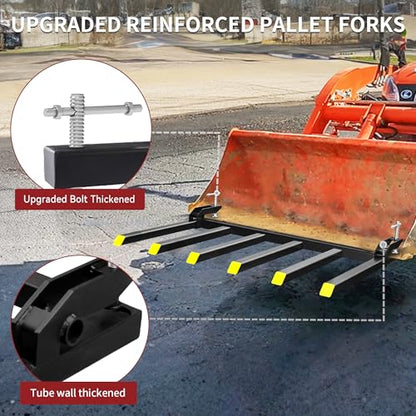 YITAMOTOR 4000lbs Clamp on Debris Forks Fits 60'' Tractor Bucket Loader - size: 6 Debris Forks
