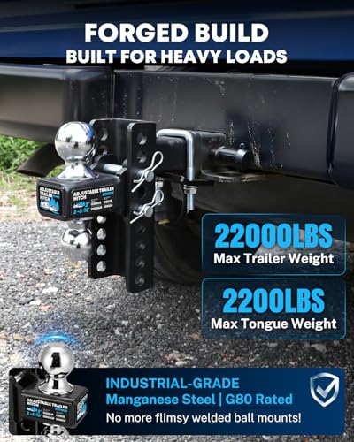 Kohree 6" Adjustable Trailer Hitch for 2-Inch Receiver, Anti-Rattle Clamp
