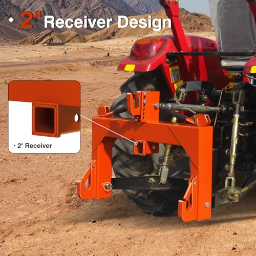 3-Point Quick Hitch with 2" Receiver, Orange - color: Orange