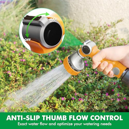 RESTMO Heavy Duty Hose Nozzle, Metal Garden Water Hose Sprayer - color: Orange