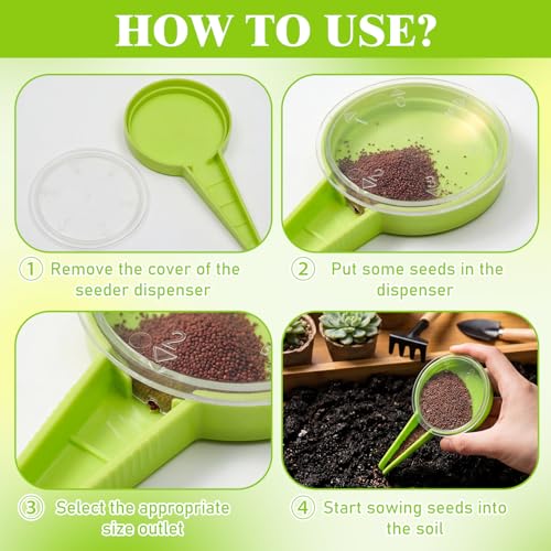 Mifoci 20 Pcs Mini Seed Spreader Handheld Seed Planter Tool Portable Garden Seeds Dispenser with 5 Dial Settings for Small Seeds of Flowers Vegetables Outdoor Indoor, Light Green