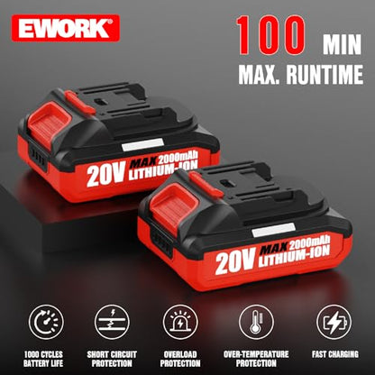 EWORK 20V Cordless Tiller Cultivator, Electric Hand Tiller for Gardening