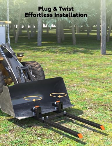 Heavy Duty Clamp-On Pallet Forks with Adjustable Stabilizer Bar - size: 2000 LBS 43 inch