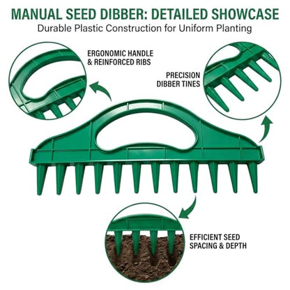 2-Pack Handheld Seed Planter, Garden Dibber Tool for Precise Spacing in Rows and Seed Trays, Durable Planting Punch for Vegetables Flowers Herbs