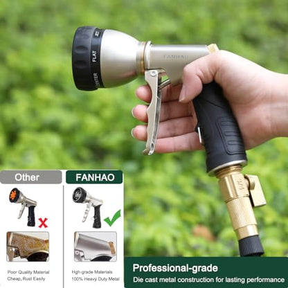 FANHAO Garden Hose Nozzle Heavy Duty, Metal Water Hose Sprayer, Leakproof