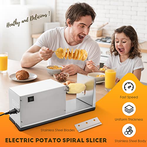 CGOLDENWALL Potato Slicer Electric Potato Tornado Spiral Slicer with Free Bamboo Skewers Stainless Steel Automatic Twisted Potato Cutter Machine Vegetable Cutting Machine for Home Commercial Use 110V