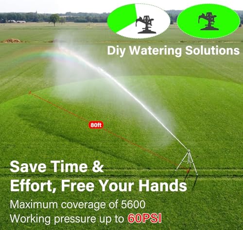 Heavy Duty Impact Sprinkler on Tripod Base,2 Pack 36 Inch Tripod Sprinkler - size: 36in-2pack