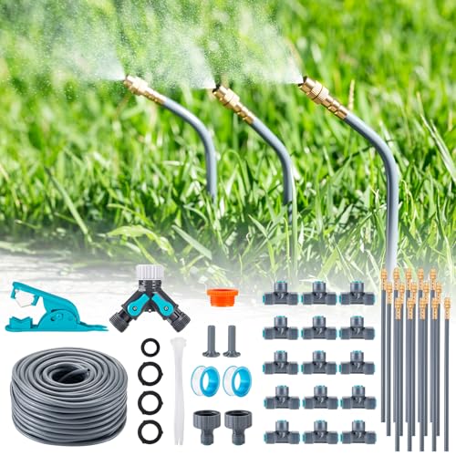 64FT Drip Irrigation System 1/4", 360° Adjustable Misting Kit for Outdoor - size: 64FT