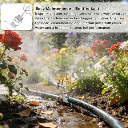 Triumpeek 2 Packs Impact Sprinkler, Brass Head, Aluminum Alloy Stand