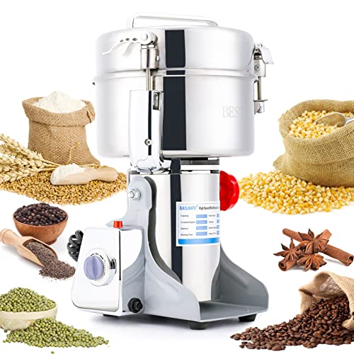 Electric Grain Mill Grinder 2000g High-speed Grain Spice Herb 3500W Dry Grinder Machine 304 Stainless Steel Superfine powder high-speed grain mill 36000r/min for Kitchen Home and Commercial - size: 2000G