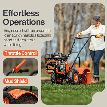 SuperHandy Tiller Cultivator – 7HP 209cc Engine, Adjustable Tilling Width & Depth, Heavy-Duty Steel Tines for Garden Soil Prep, Landscaping & Weed Removal (Rear Tine Tiller) - style: Rear Tine Tiller