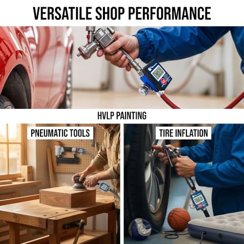LE LEMATEC Digital Paint Gun Air Regulator with LED Gauge, 1/4 NPT - style: Pro Digital Version