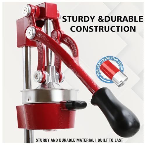 Kitchen Cast Iron Juicer - Easy-to-Clean Heavy-Duty Manual Juicer, Professional Citrus Juicer - Stainless Steel Lemon Squeezer - Manual Citrus Press & Orange Squeezer - Orange Juicer (Red) - color: Red