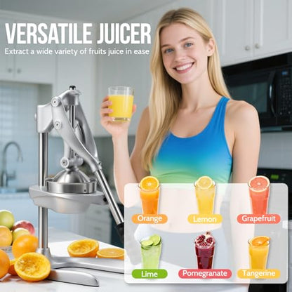 Manual Juicer, Easy Squeeze Stainless Steel Juice Press for Citrus Fruits