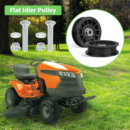 194327 Flat Idler Pulley Fit for Craftsman Riding Mower - Flat Pulley Fit for HU A riens Pou LAN Craftsman YT4000 YS4500 Lawn Tractor with 42" 54" Deck, Replace 532194327 280-6630, 2 Pack