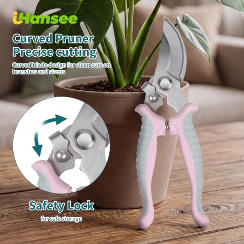Pink Garden Tool Sets 4-Piece, Aluminum Gardening Hand Tool Kit - color: pink-4pcs