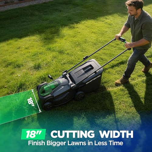 18" 40V Cordless Lawn Mower for Small to Medium Yards, Capable of Gas-Like Cuts with Brushless Motor, Used for Mulching/Bagging, 6 Heights for Seasonal Grass, Dual 5.0Ah Batteries Included