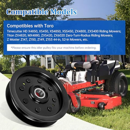 UP2WIN 1-603843 Idler Pulley 132-4718 Compatible with Toro ZX5400 Z5200 Titan ZX4800 TimeCutter, 116-3626 Flat Idler Pulley Compatible with Ex Mark Lazer Z HP Mowers, Replace 132-7543 34-302 - size: 1-603843_1pc