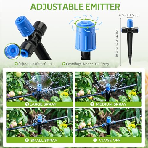 HIRALIY 140FT Quick-Connect Drip Irrigation Kit for Large Gardens - size: 140 FT