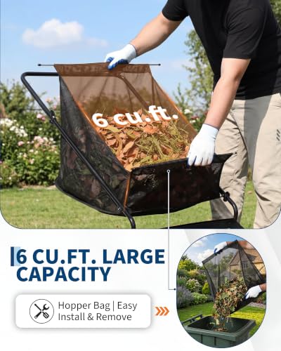 21" Push Lawn Sweeper, 6 Cu.Ft. Hopper, 3 V-Shaped Brushes, Height Adjustable - color: Black, size: 21in