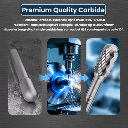 LU&MN SC-3 Tungsten Carbide Burr, 3/8" Head 1/4" Shank, 1 Pc - size: SC-3