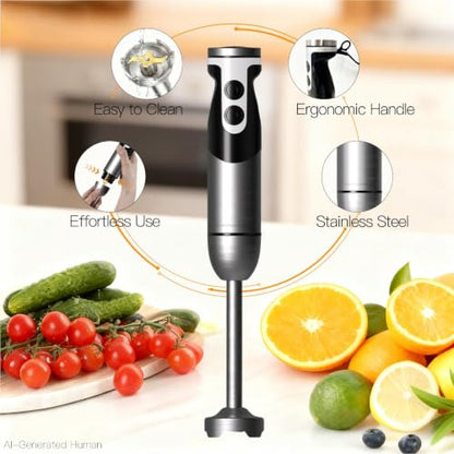 MEGAWISE Immersion Hand Blender, 800W DC Motor, Variable Speed Control - color: Black